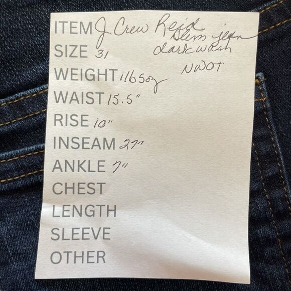 J. Crew Jeans Womens 31 Dark Wash Blue Denim REID Slim Leg Skinny Ankle Mid Rise - Picture 10 of 10